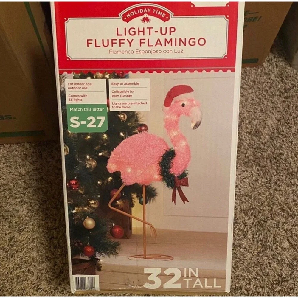 Holiday Light-Up Plush Flamingo 32